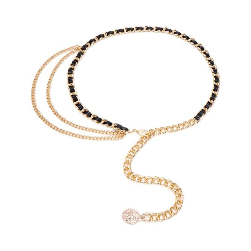 Vintage Leather Chain Belt Women Layered Waist Chain
