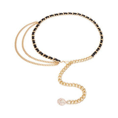 Vintage Leather Chain Belt Women Layered Waist Chain