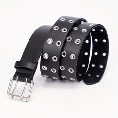 Punk Eyelet Leather Belt Hip Hop Unisex Jeans Pants Belt