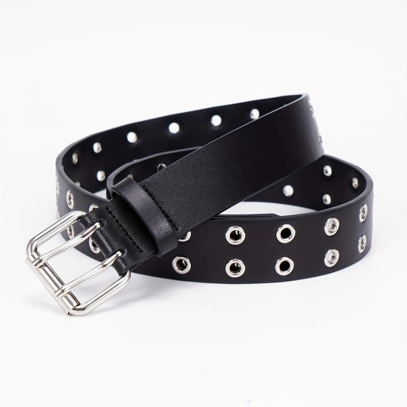 Punk Eyelet Leather Belt Hip Hop Unisex Jeans Pants Belt