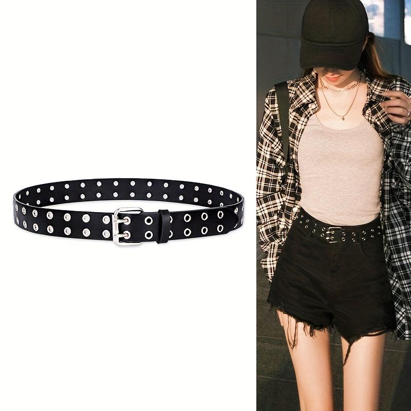 Punk Eyelet Leather Belt Hip Hop Unisex Jeans Pants Belt