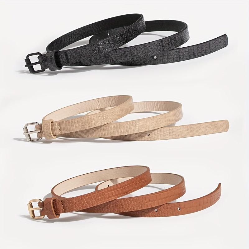 3pcs Snake Pattern PU Belt Casual Girdle For Women