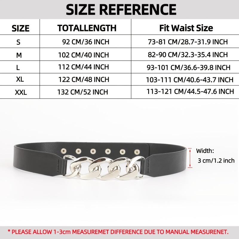 Chain Buckle Ladies Belt Women Skinny Waist Belt with Golden Metal Chain
