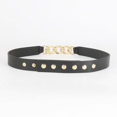 Chain Buckle Ladies Belt Women Skinny Waist Belt with Golden Metal Chain