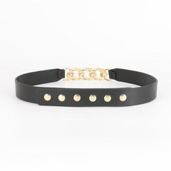 Chain Buckle Ladies Belt Women Skinny Waist Belt with Golden Metal Chain