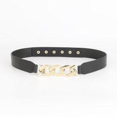 Chain Buckle Ladies Belt Women Skinny Waist Belt with Golden Metal Chain