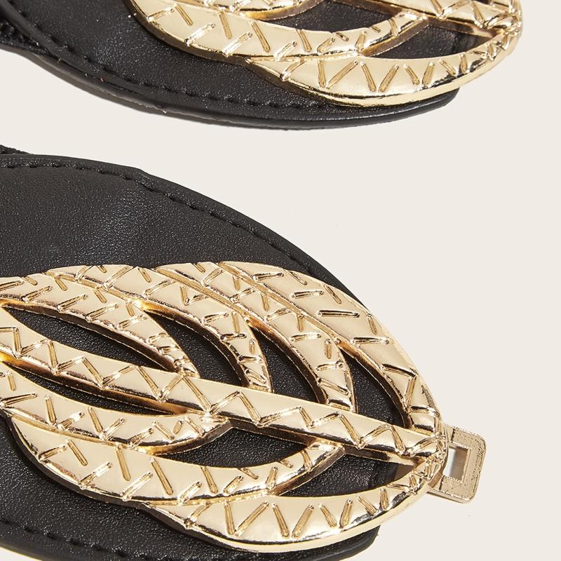 Leaf Buckle Elastic Belt Vintage Elastic Waist Belt Metal Buckle Belt