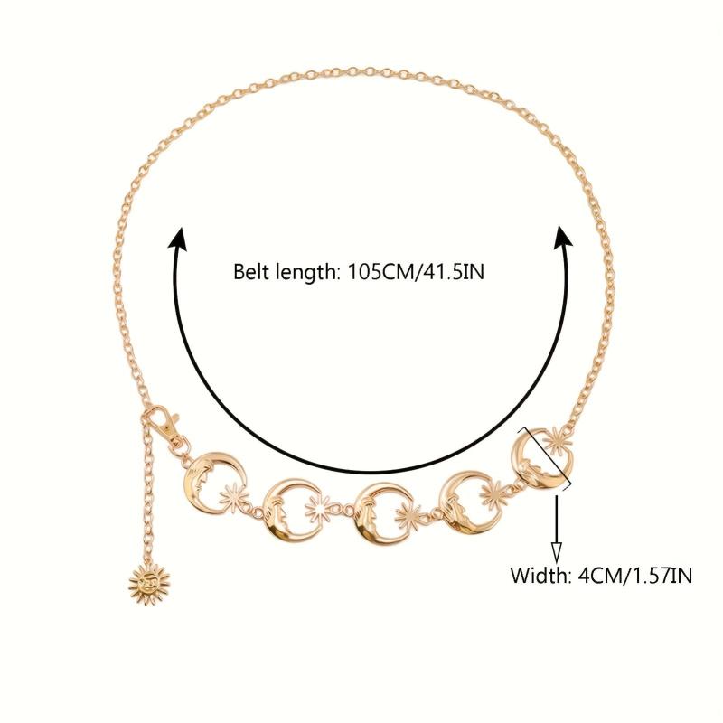 Punk Star Moon Waist Chain Y2K Metal Chain Belt
