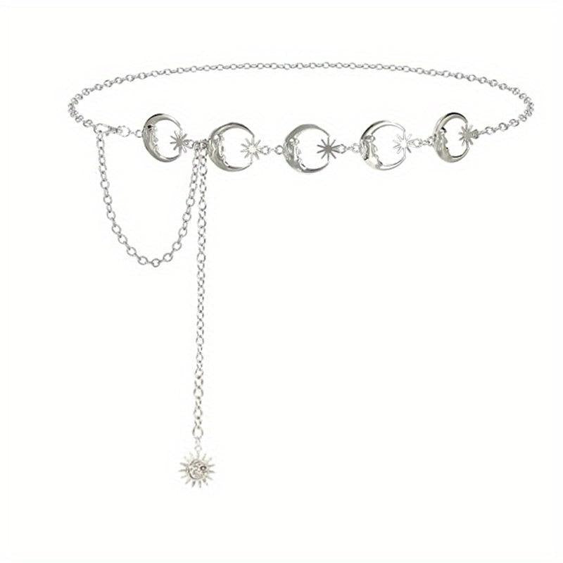 Punk Star Moon Waist Chain Y2K Metal Chain Belt