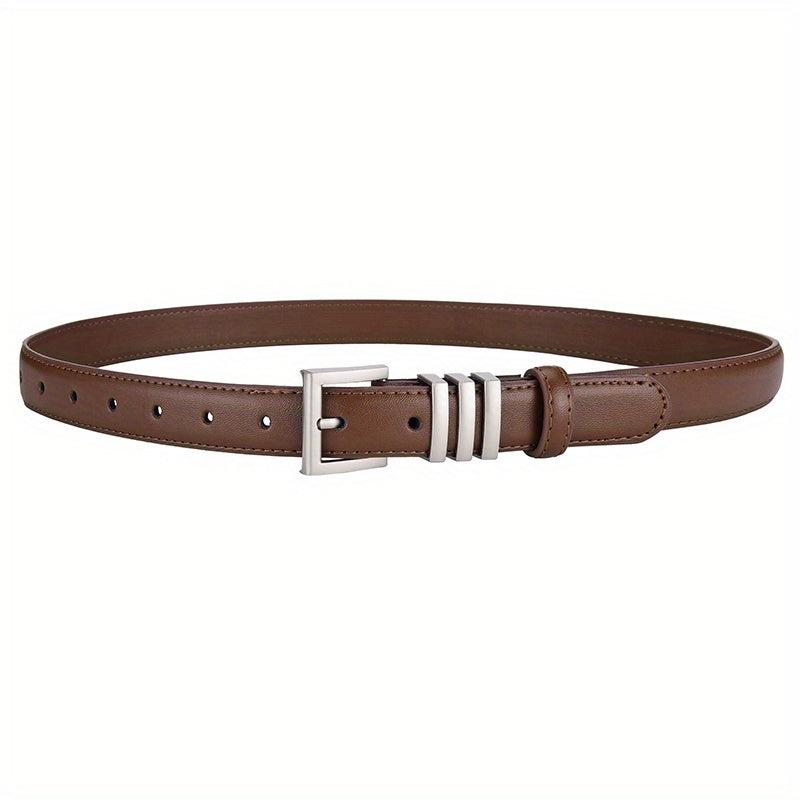Classic Square Pin Buckle Belt Solid Casual Leather Belt