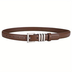 Classic Square Pin Buckle Belt Solid Casual Leather Belt