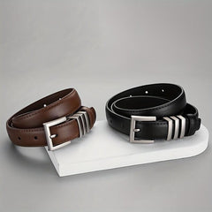 Classic Square Pin Buckle Belt Solid Casual Leather Belt