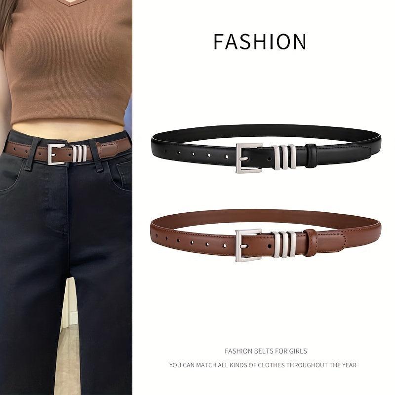 Classic Square Pin Buckle Belt Solid Casual Leather Belt