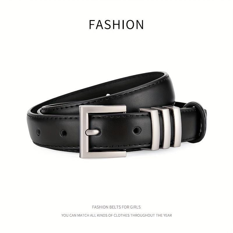 Classic Square Pin Buckle Belt Solid Casual Leather Belt