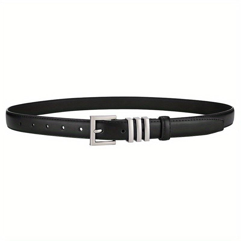Classic Square Pin Buckle Belt Solid Casual Leather Belt