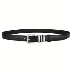 Classic Square Pin Buckle Belt Solid Casual Leather Belt