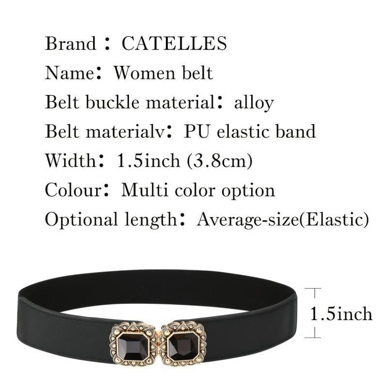 Women's Gemstone Waist Decoration Wide Belt for Skirt Suit Coat Sweater