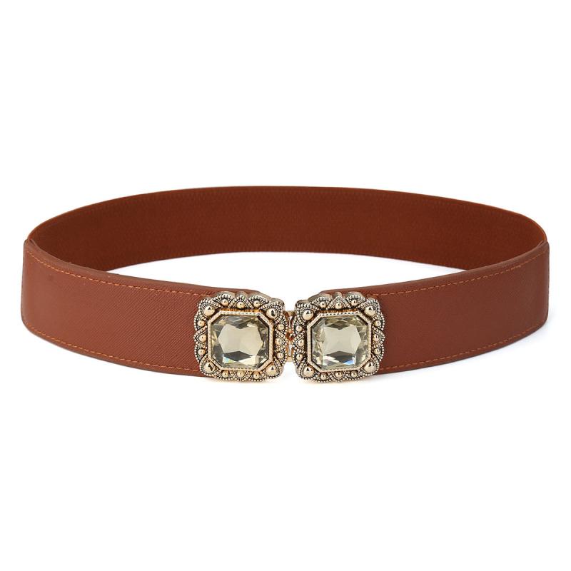 Women's Gemstone Waist Decoration Wide Belt for Skirt Suit Coat Sweater