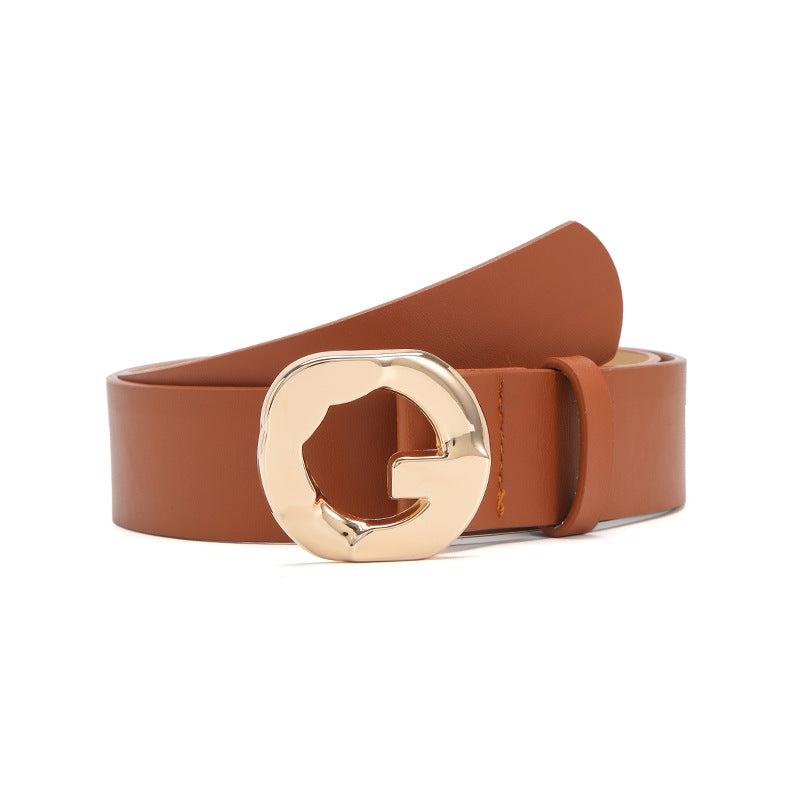 Geometric Buckle Casual Belt Solid Jeans Pants Belt For Women