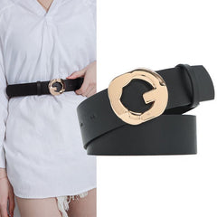 Geometric Buckle Casual Belt Solid Jeans Pants Belt For Women
