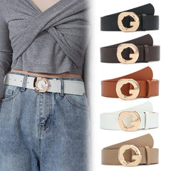 Geometric Buckle Casual Belt Solid Jeans Pants Belt For Women