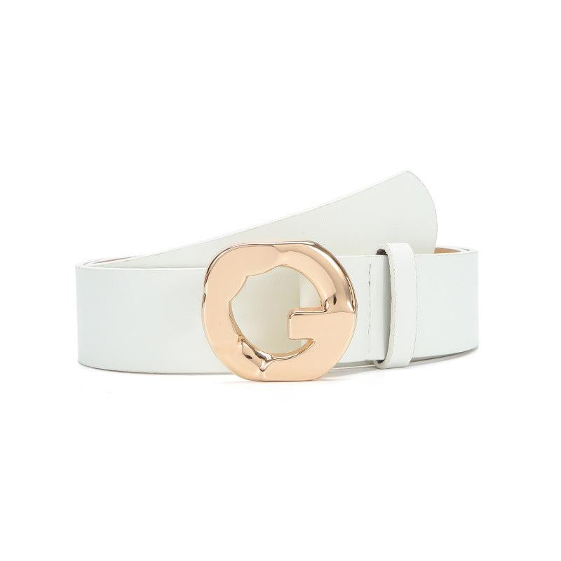 Geometric Buckle Casual Belt Solid Jeans Pants Belt For Women