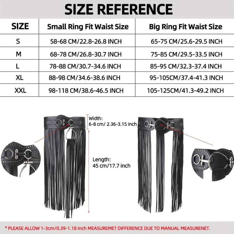  Tassel Skirt Belt Punk Fringe Waistband Rivet Decor Girdle