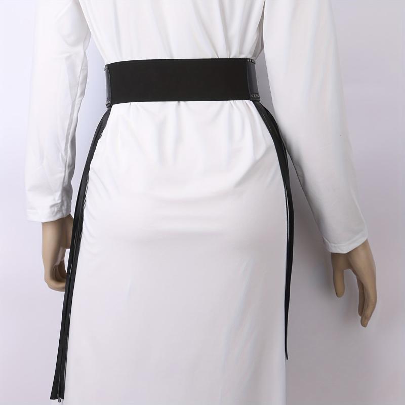  Tassel Skirt Belt Punk Fringe Waistband Rivet Decor Girdle