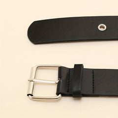 Square Pin Buckle Rivet Belt PU Leather Punk Belt Unisex