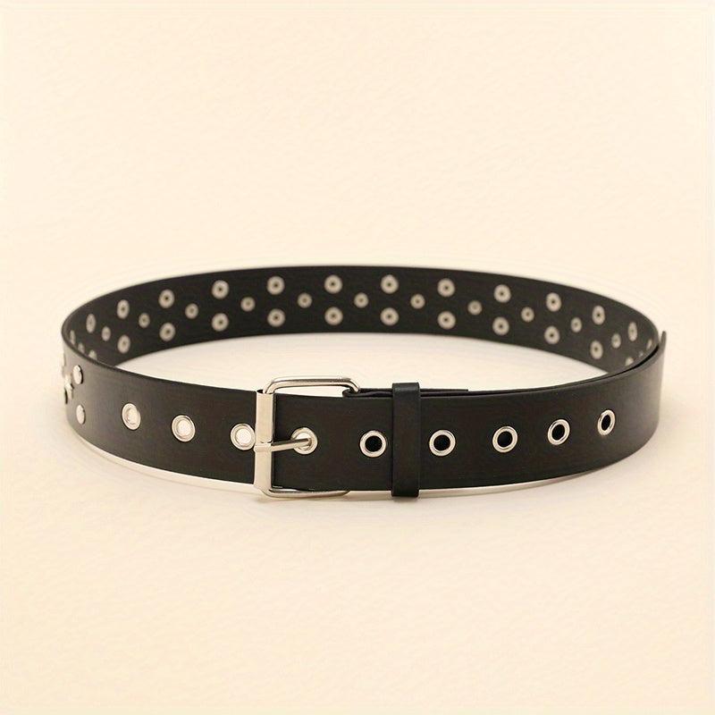 Square Pin Buckle Rivet Belt PU Leather Punk Belt Unisex