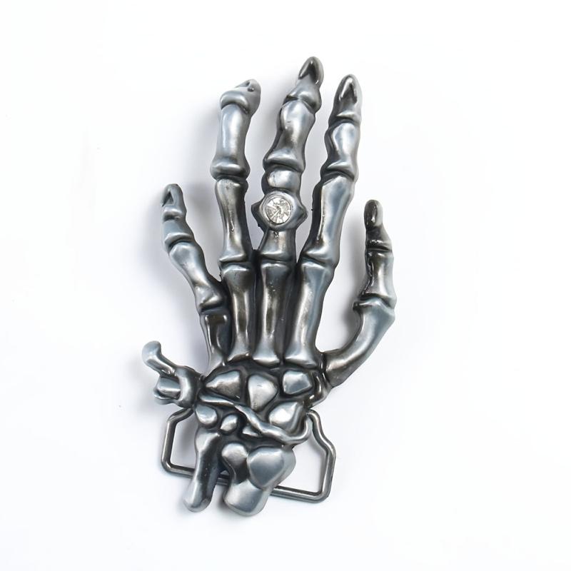Skull Hand Rhinestone Belt Buckle Rock Punk Metal Accessories