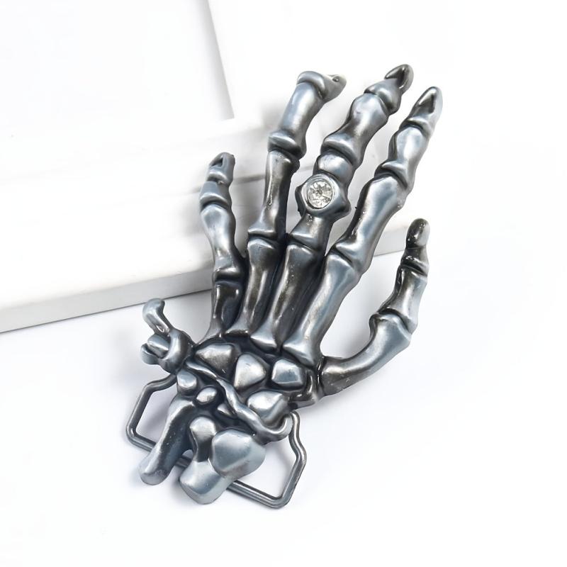 Skull Hand Rhinestone Belt Buckle Rock Punk Metal Accessories