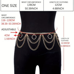  Layered Waist Chain Metal Tassel Dress Girdle for Women