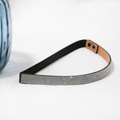 Sparkling Rhinestone Elastic Belt Silvery Waistband for Party