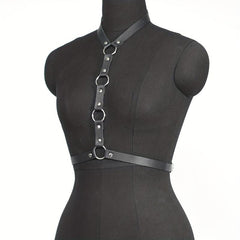 Gothic PU Leather Belt Chest Harness for Women Punk Rivet Body Harness