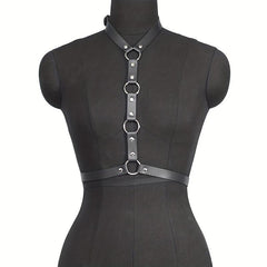 Gothic PU Leather Belt Chest Harness for Women Punk Rivet Body Harness