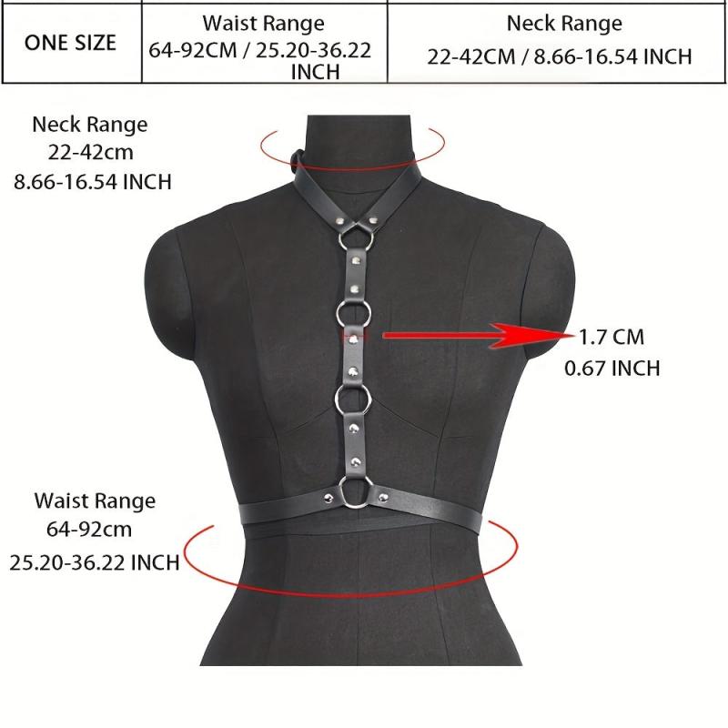 Gothic PU Leather Belt Chest Harness for Women Punk Rivet Body Harness