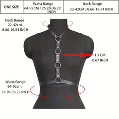 Gothic PU Leather Belt Chest Harness for Women Punk Rivet Body Harness