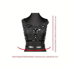 Rivet Chain Ring Linked Harness Belt Cage Bra Gothic PU Leather Belt