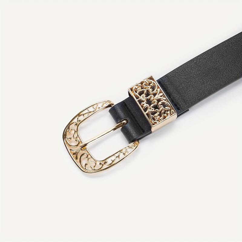 Hollow Buckle Belt PU Leather Casual Waistband Women Jeans Pants Dress Belts