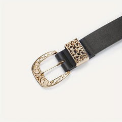 Hollow Buckle Belt PU Leather Casual Waistband Women Jeans Pants Dress Belts