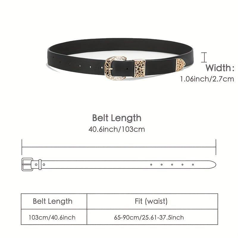 Hollow Buckle Belt PU Leather Casual Waistband Women Jeans Pants Dress Belts