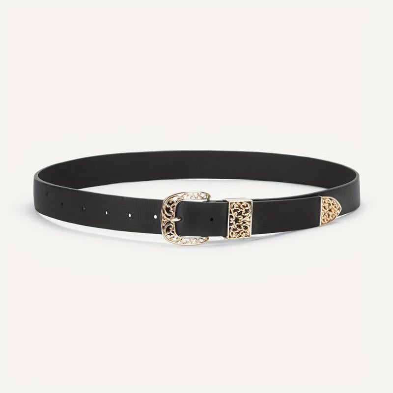 Hollow Buckle Belt PU Leather Casual Waistband Women Jeans Pants Dress Belts