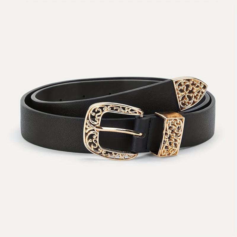 Hollow Buckle Belt PU Leather Casual Waistband Women Jeans Pants Dress Belts