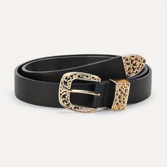 Hollow Buckle Belt PU Leather Casual Waistband Women Jeans Pants Dress Belts