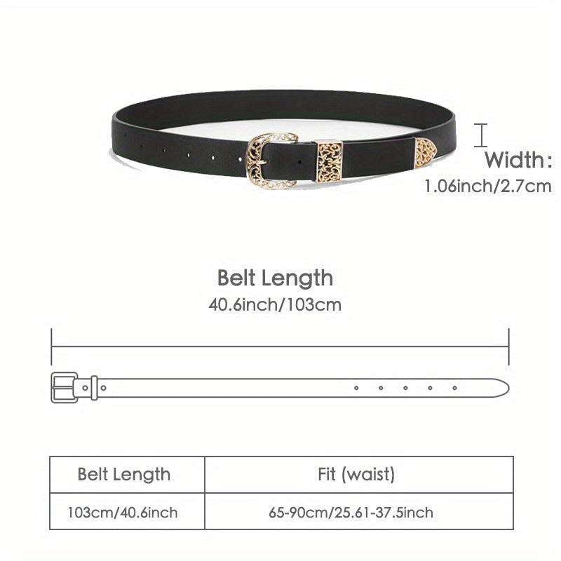 Hollow Buckle Belt PU Leather Casual Waistband Women Jeans Pants Dress Belts