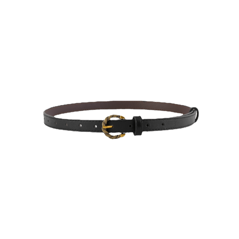 Vintage Snake Buckle Thin Pu Leather Belt for Women
