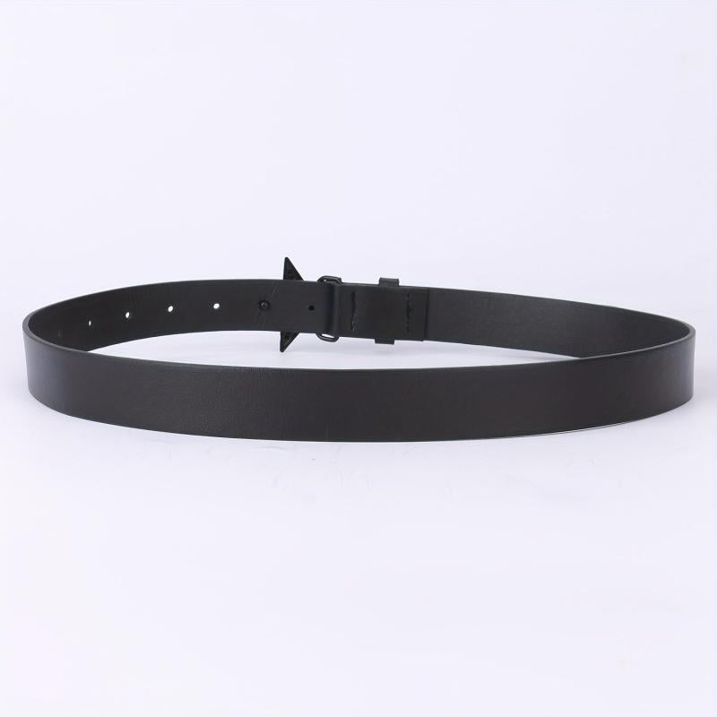 Vintage PU Leather Pentagram Belt with Rhinestone Buckle