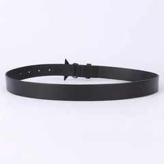 Vintage PU Leather Pentagram Belt with Rhinestone Buckle
