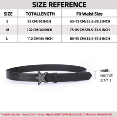 Vintage PU Leather Pentagram Belt with Rhinestone Buckle